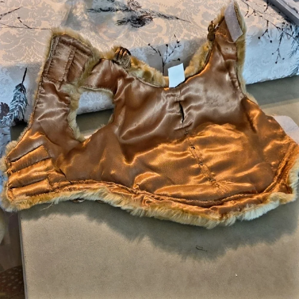 New Couture Warm Velcro Faux Fur Dog Coat Beautiful Button Accents Rare